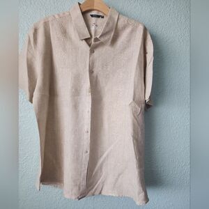 Bohio linen button down shirt tropical Resort coastal short sleeve